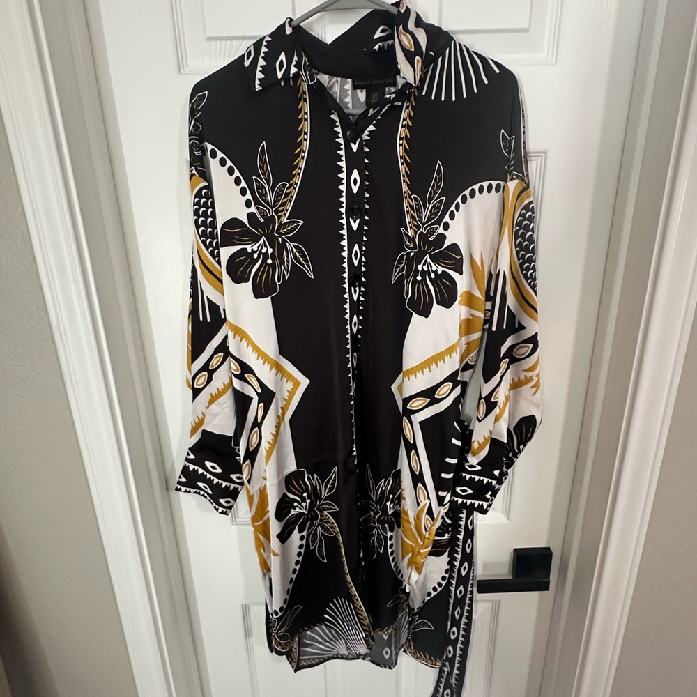 House of Harlow 1960 Black and Gold Patterned dress